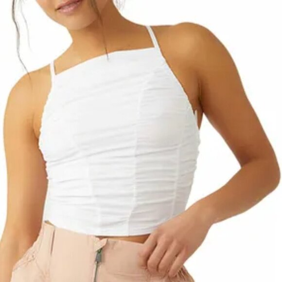 FP Movement Free People Women's Shirr Enough Tank Top - White Size Large - Picture 4 of 8